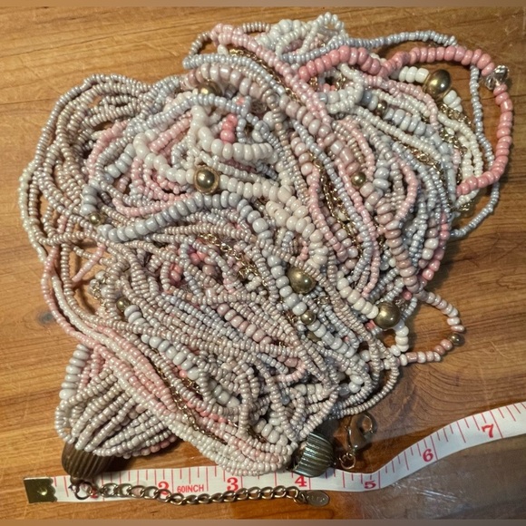 ALDO pink and crème multi strand beaded collar necklace​ - Picture 5 of 5